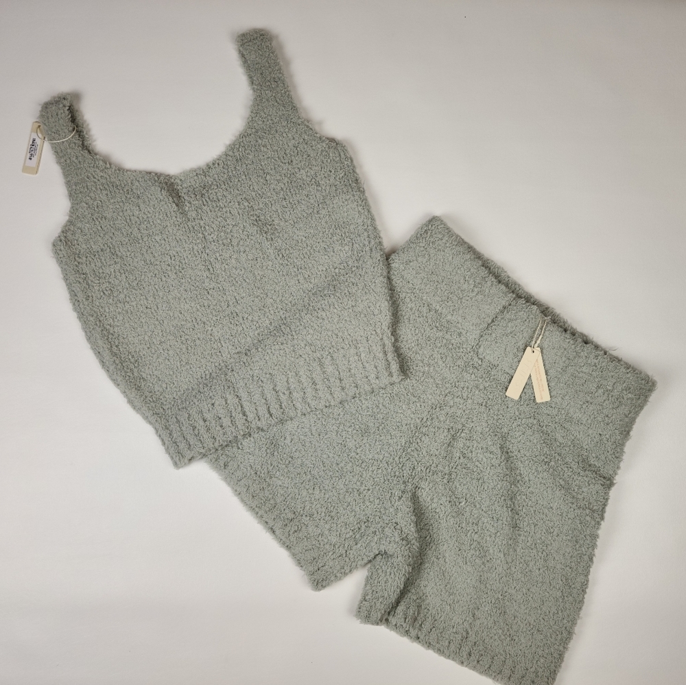 NWT SKIMS cozy aqua tank/short set